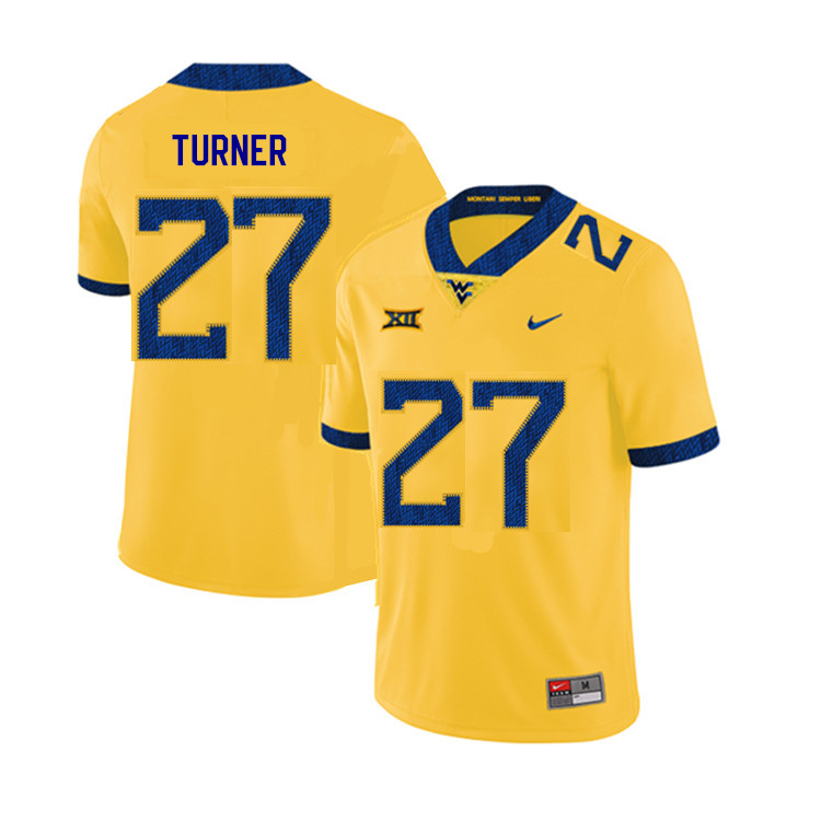 2019 Men #27 Tacorey Turner West Virginia Mountaineers College Football Jerseys Sale-Yellow
